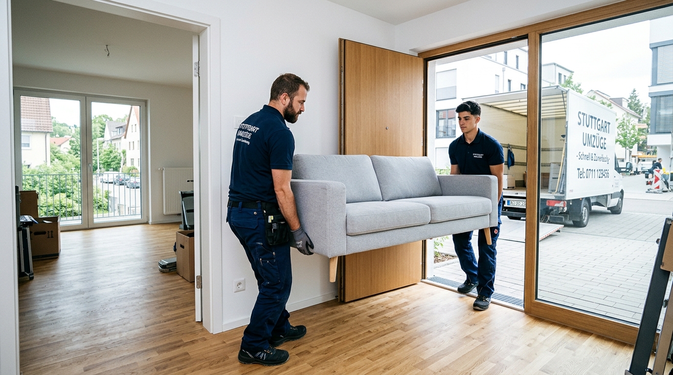 ANM-Transport Team trägt Sofa in neue Wohnung